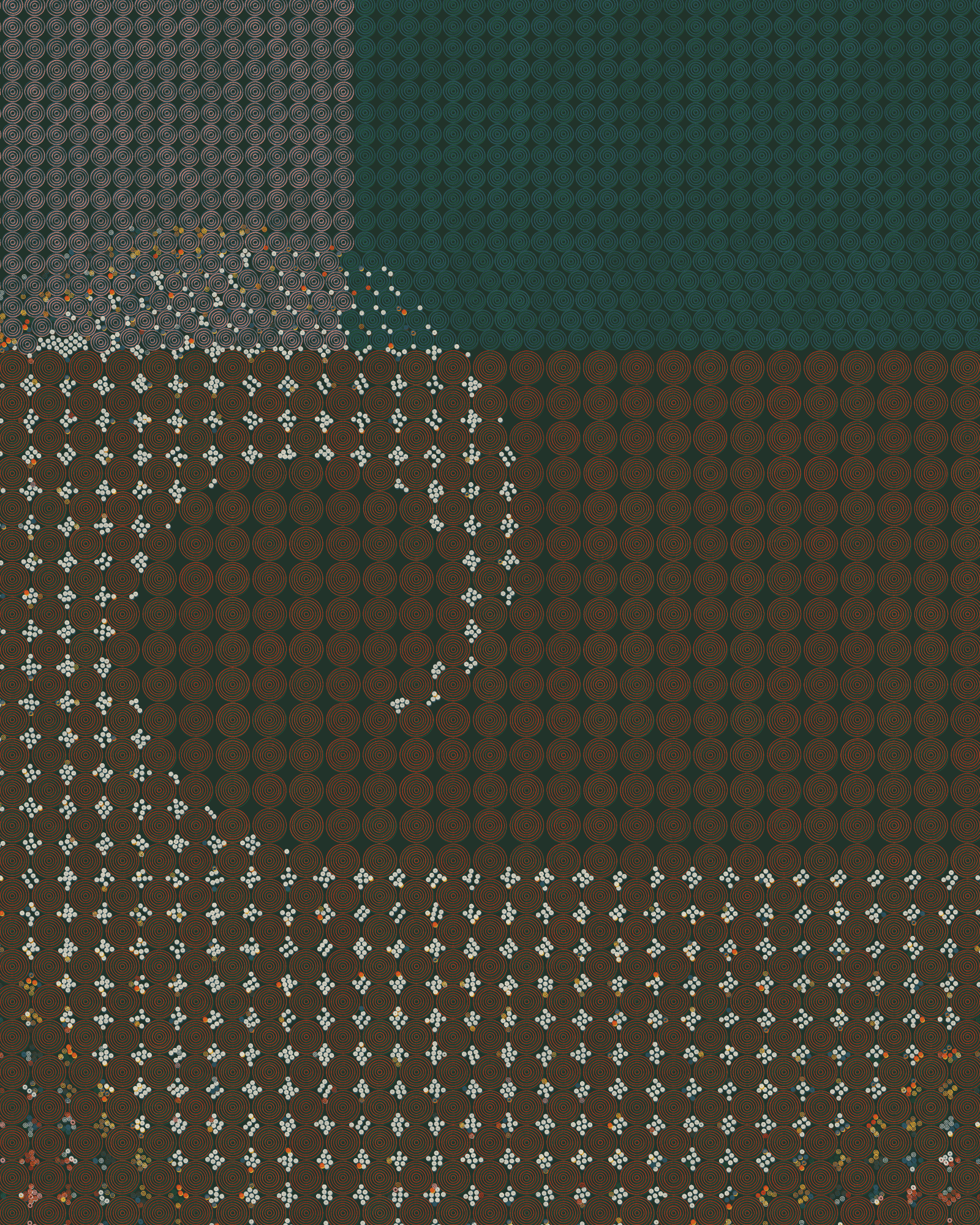 0x7e23a0a9fd1105ca4b1dc9b7e0f0aab3b7071caa31e906508e98ffff10a26a8e seed by TJ with a superposed spiral in the voids of the regular brown on brown grid