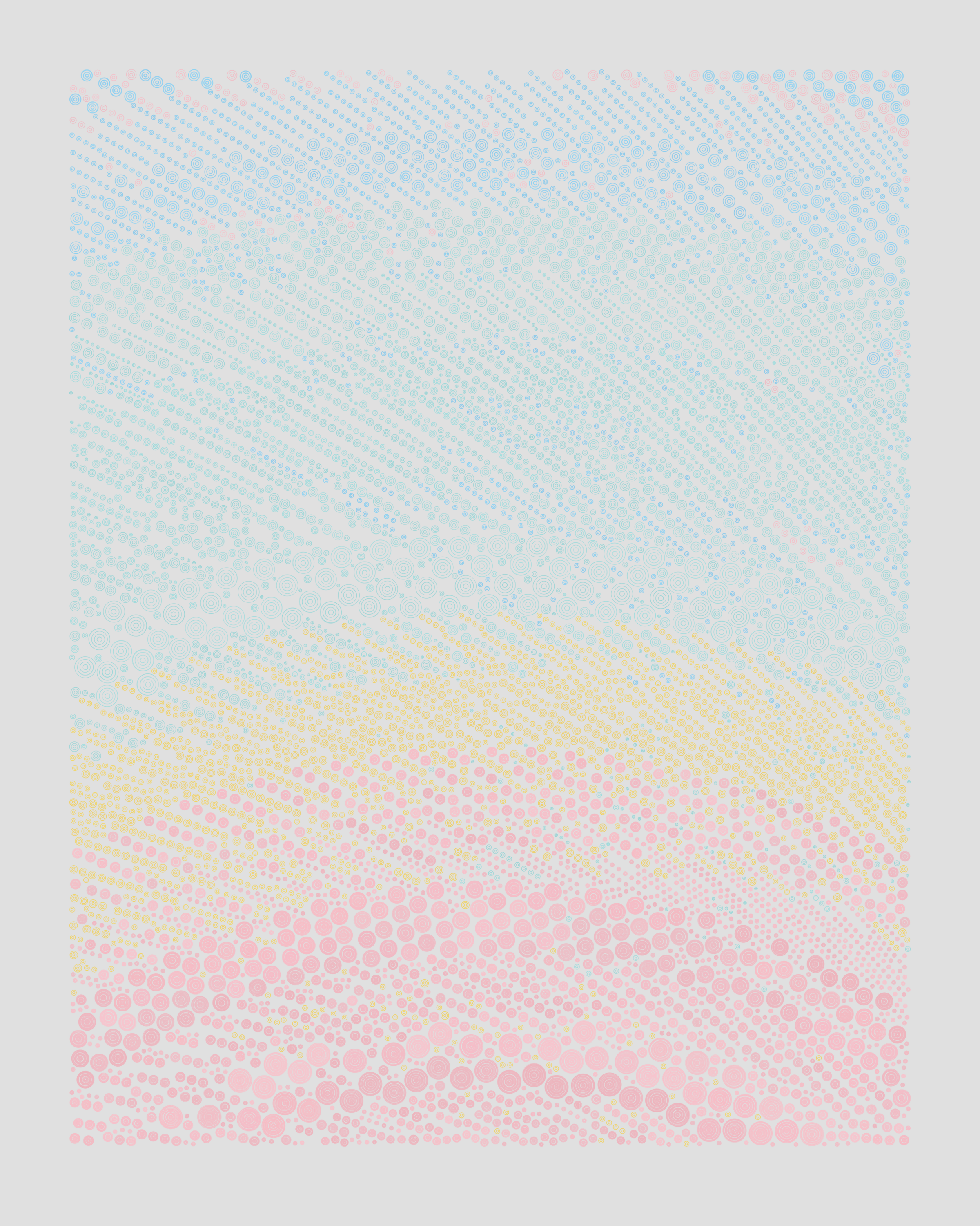 QQL #245 features a circular spiral structure, high density, and small sizes with some amount of variation.